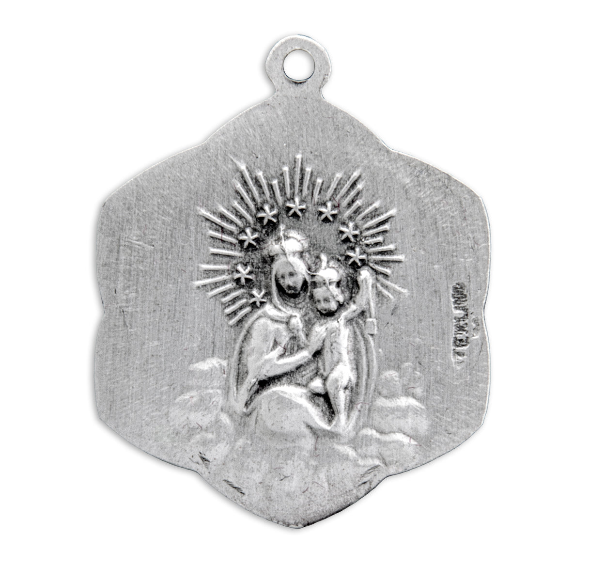 Sacred Heart of Jesus Sterling Silver Scapular Double Sided Medal Pendant with Chain | .925 Silver