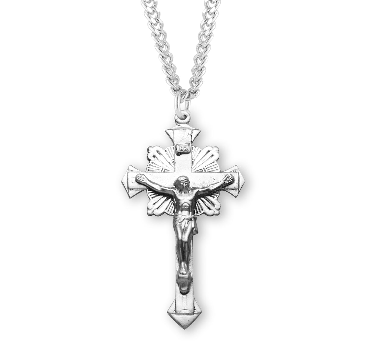 Flare End Sterling Silver Crucifix Necklace | .925 Silver
