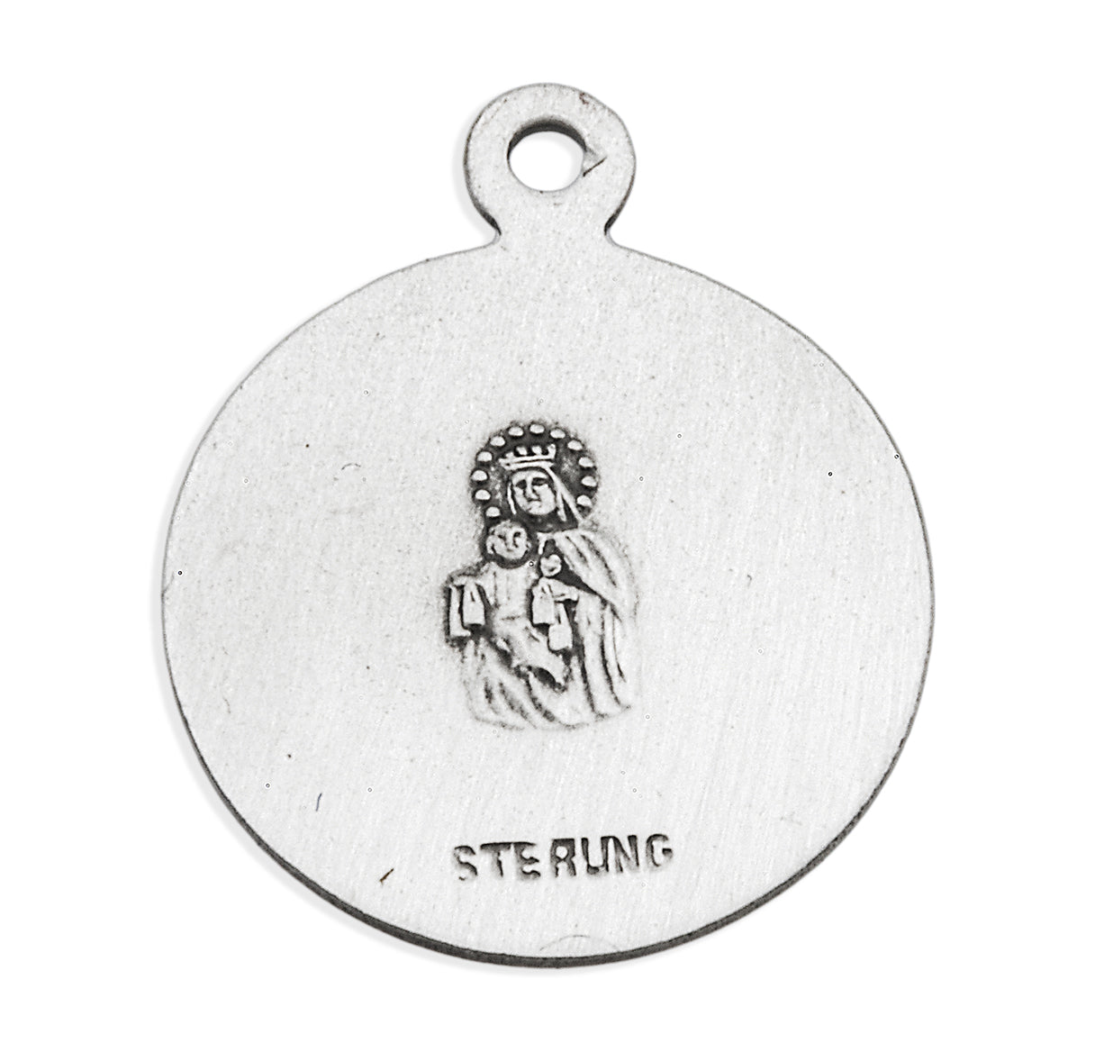 Sterling Silver Scapular Sacred Heart of Jesus Double Sided Medal Pendant with Chain | .925 Silver