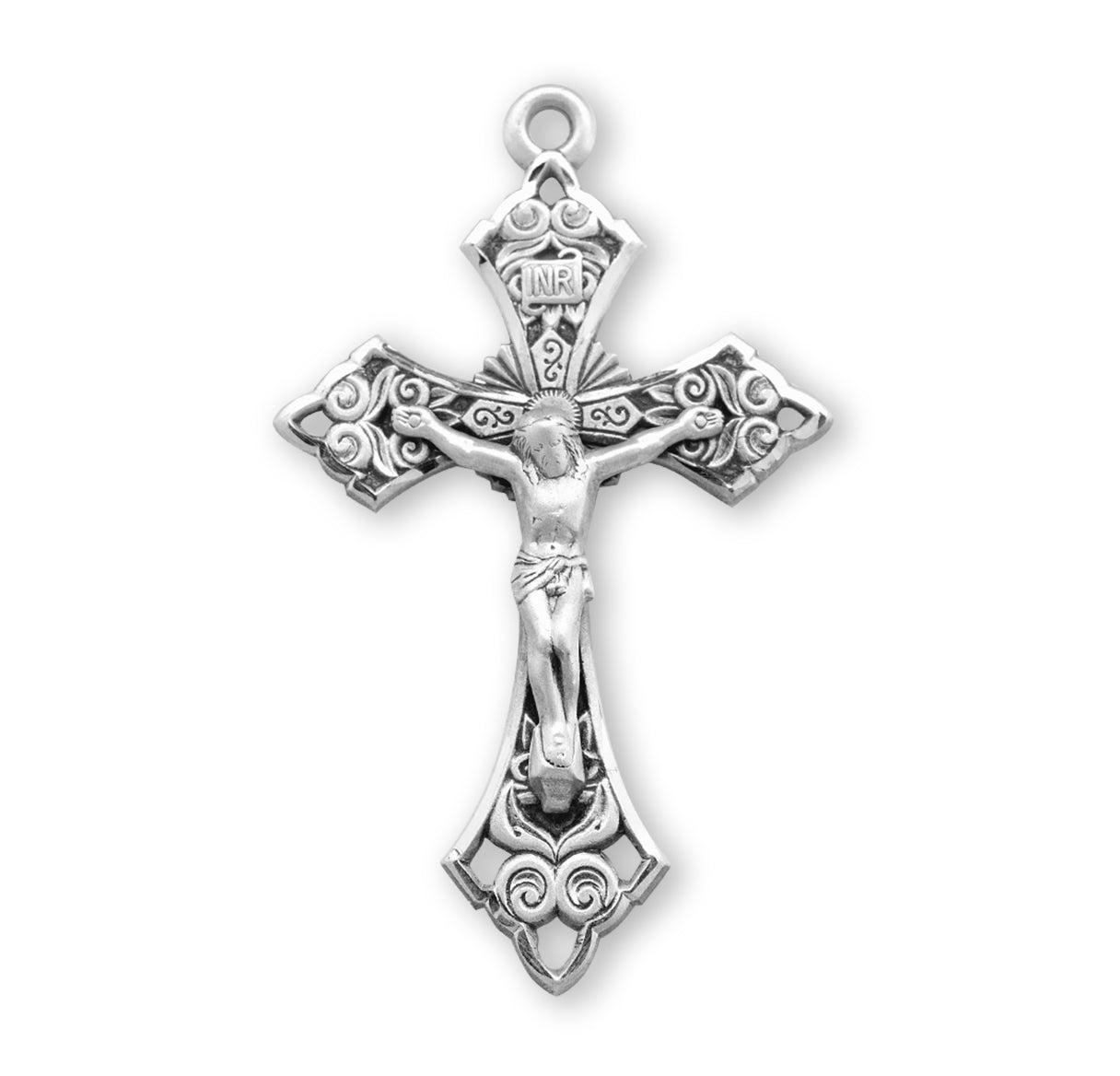Swirl detailed Sterling Silver Crucifix Necklace | .925 Silver
