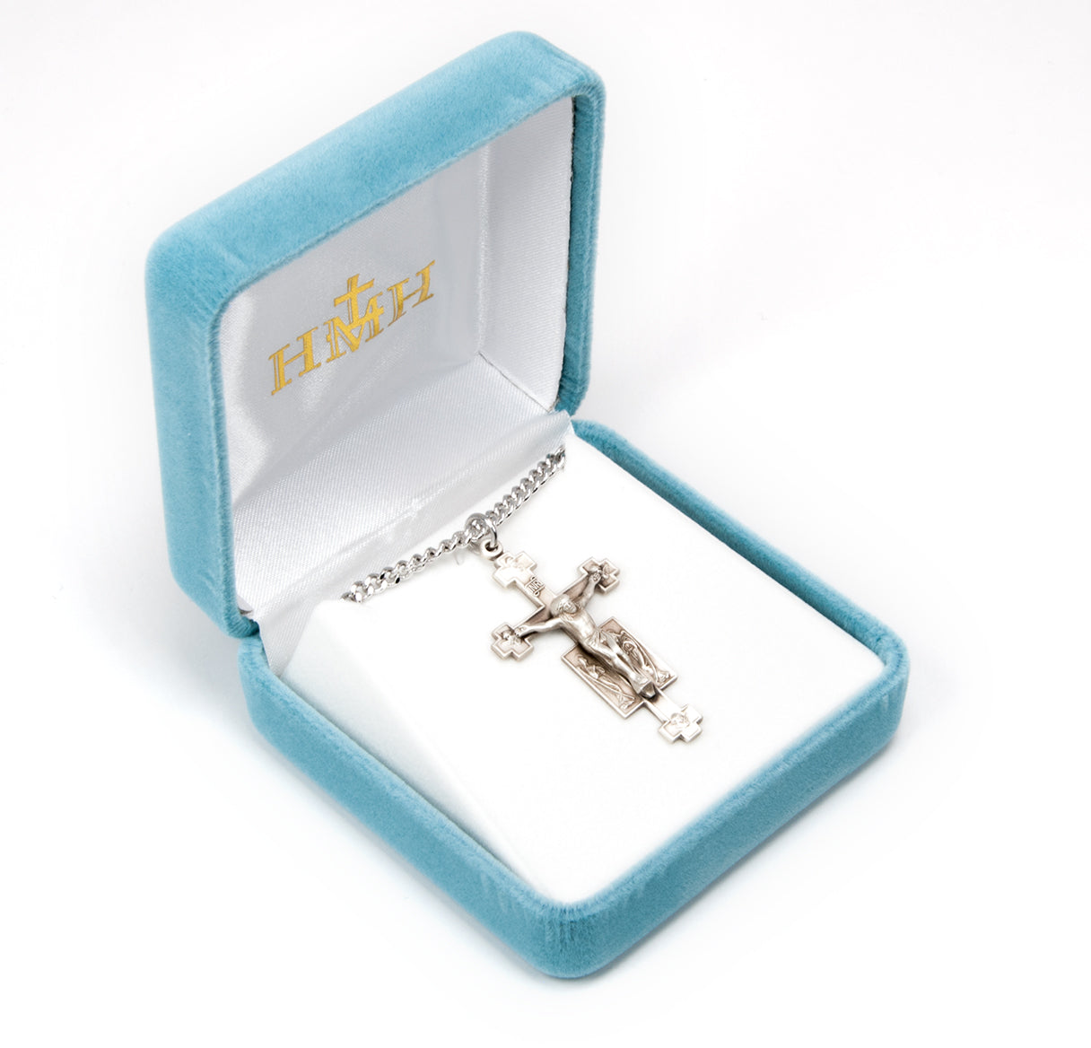 Sterling Silver Angels Crucifix with Cross Tips Necklace | .925 Silver