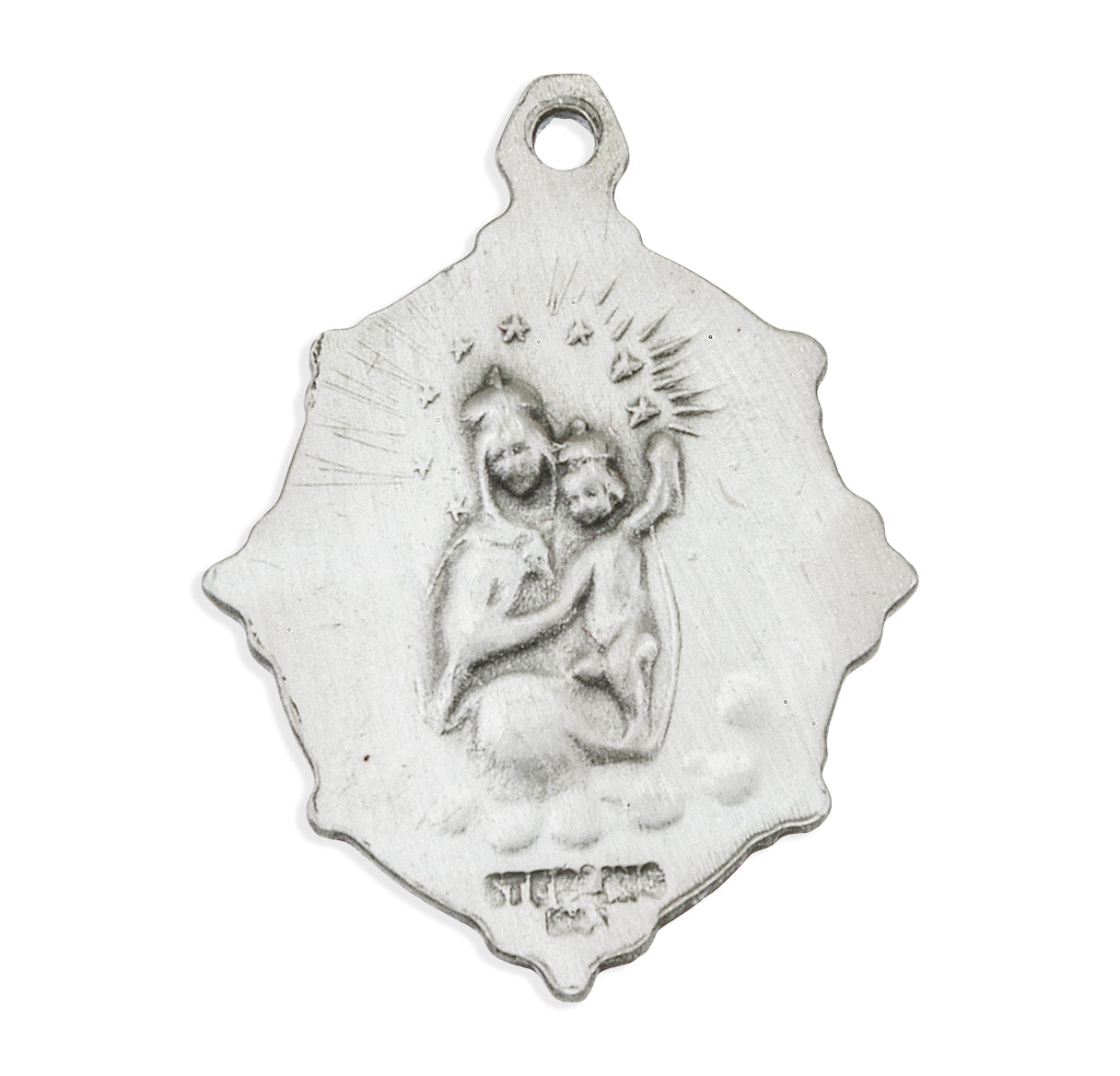 Sterling Silver Scapular Sacred Heart of Jesus Double Sided Medal Pendant with Chain | .925 Silver