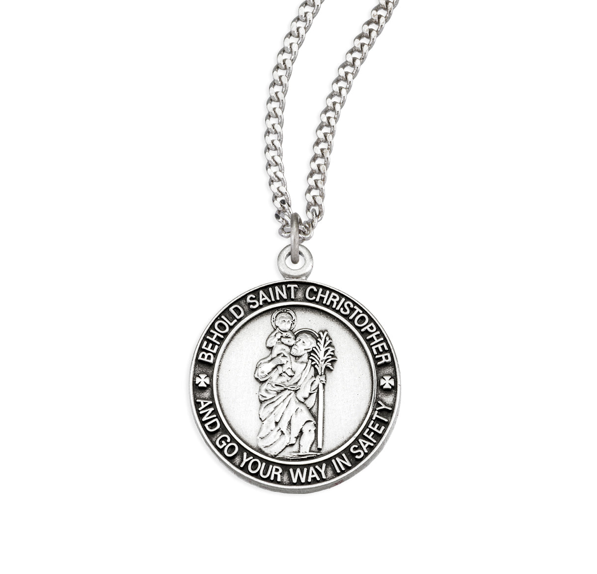 Sterling Silver St. Christopher Medal Pendant with Chain | .925 Silver