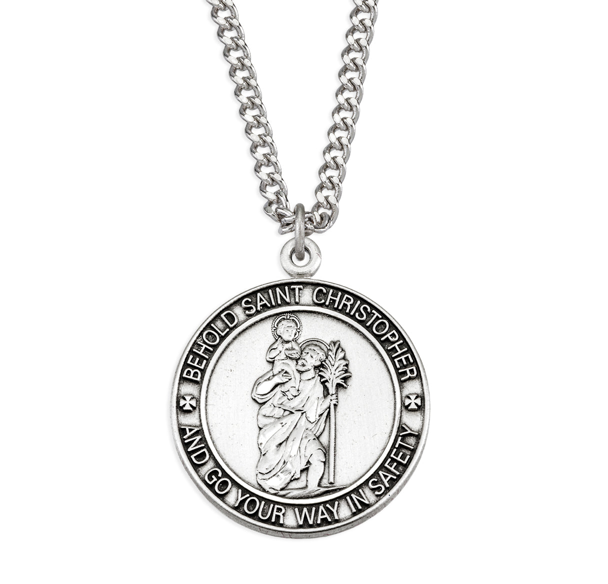 Sterling Silver St. Christopher Pendant with Border | .925 Silver