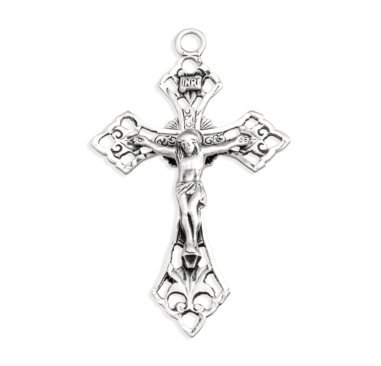 Sterling Silver Pierced Crucifix with Angle Tips Necklace | .925 Silver