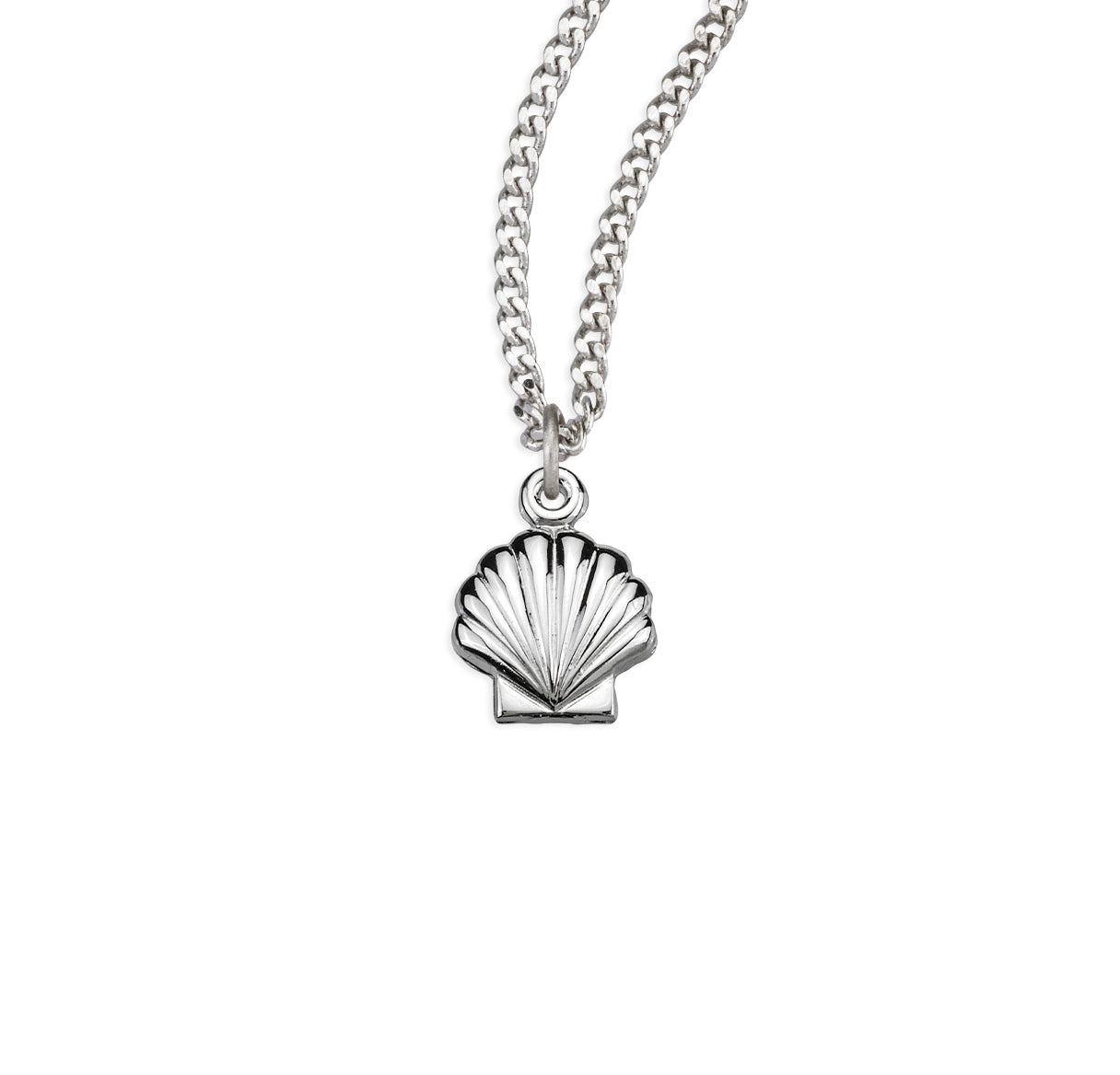Holy Baptism Shell Sterling Silver Medal Pendant with Chain | .925 Silver