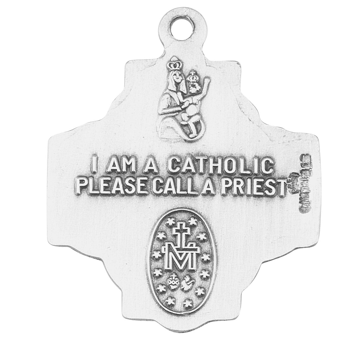 Sterling Silver 4-Way Cross Medal Pendant with Chain | .925 Silver