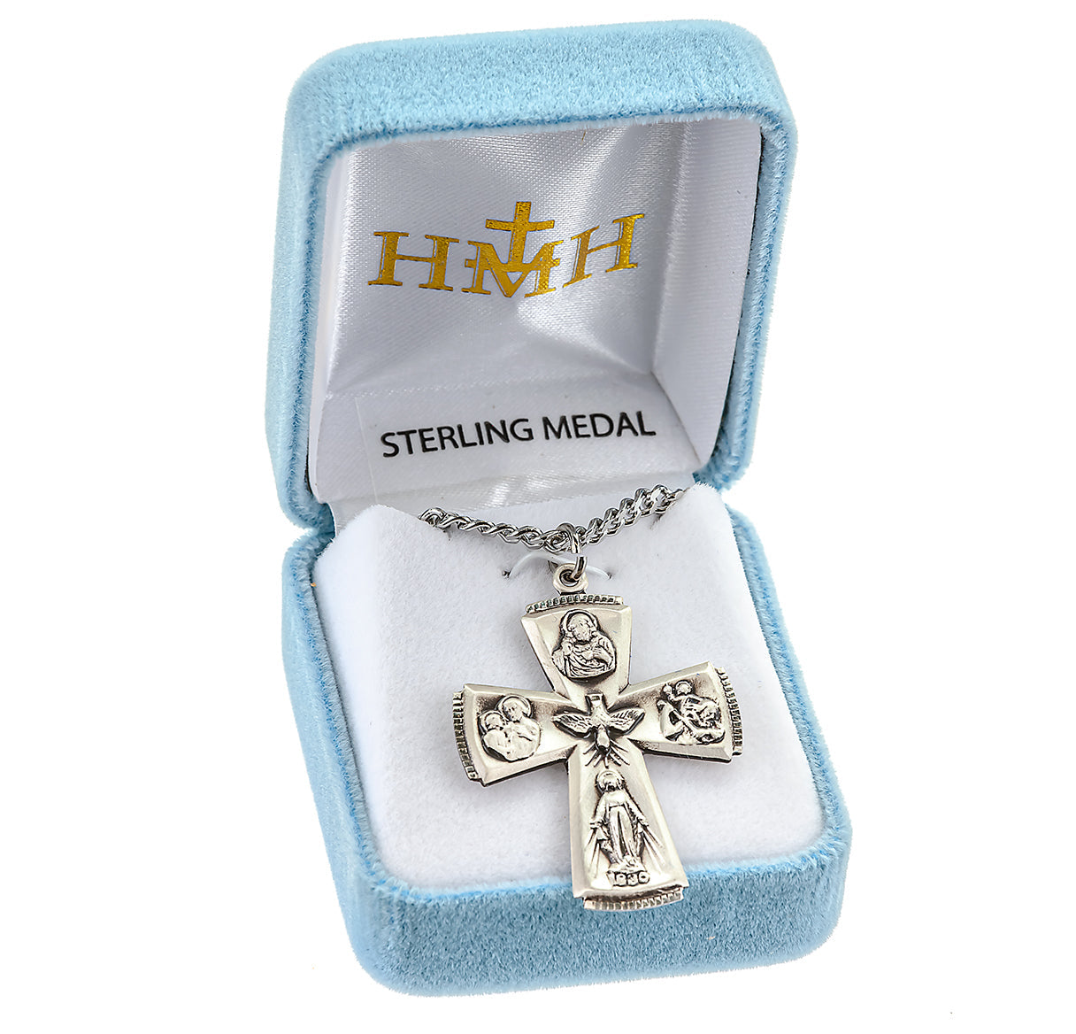 Sterling Silver 4-Way Cross Medal Pendant with Chain | .925 Silver