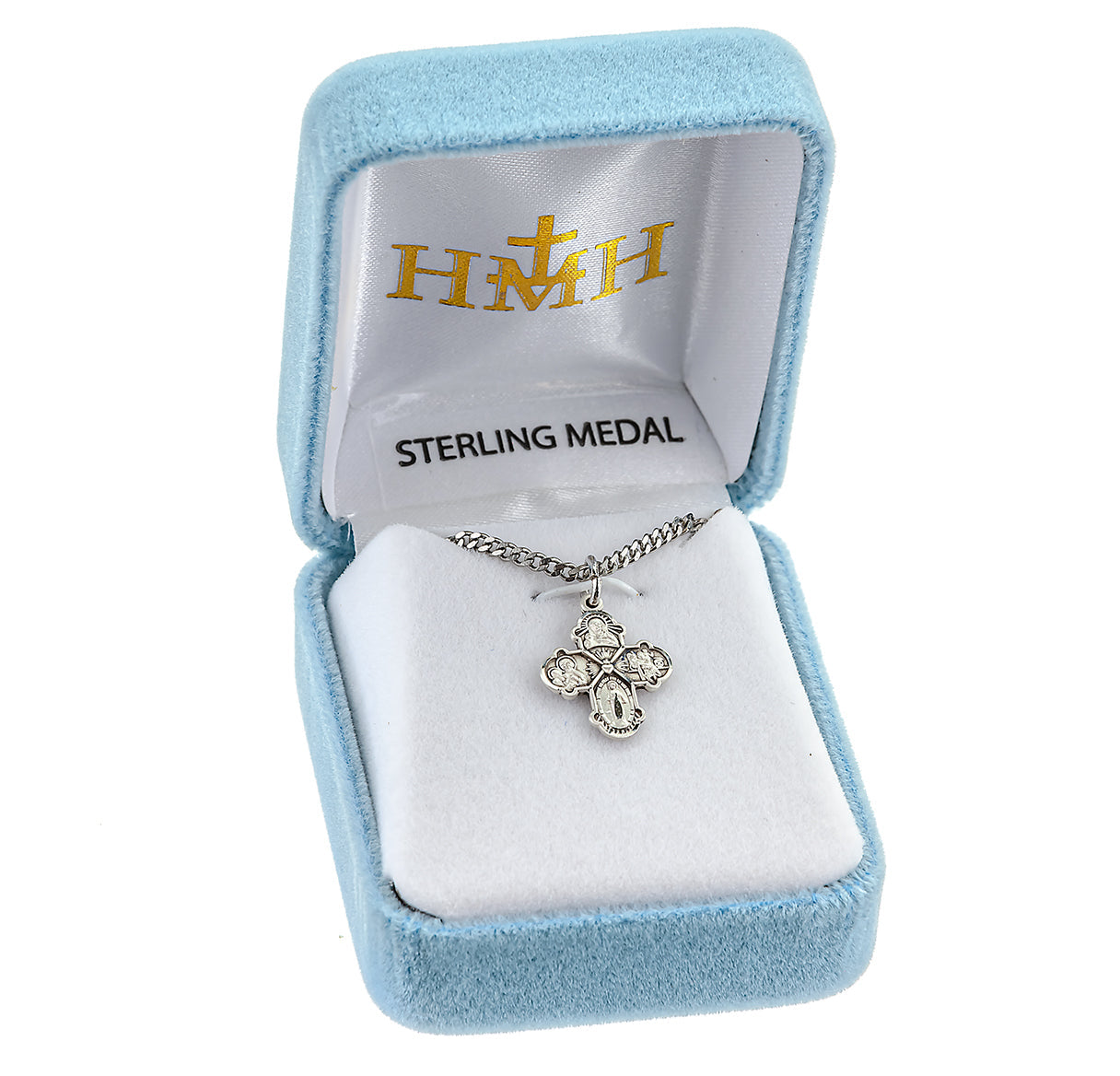 Sterling Silver Four-Way Medal Pendant with Chain | .925 Silver