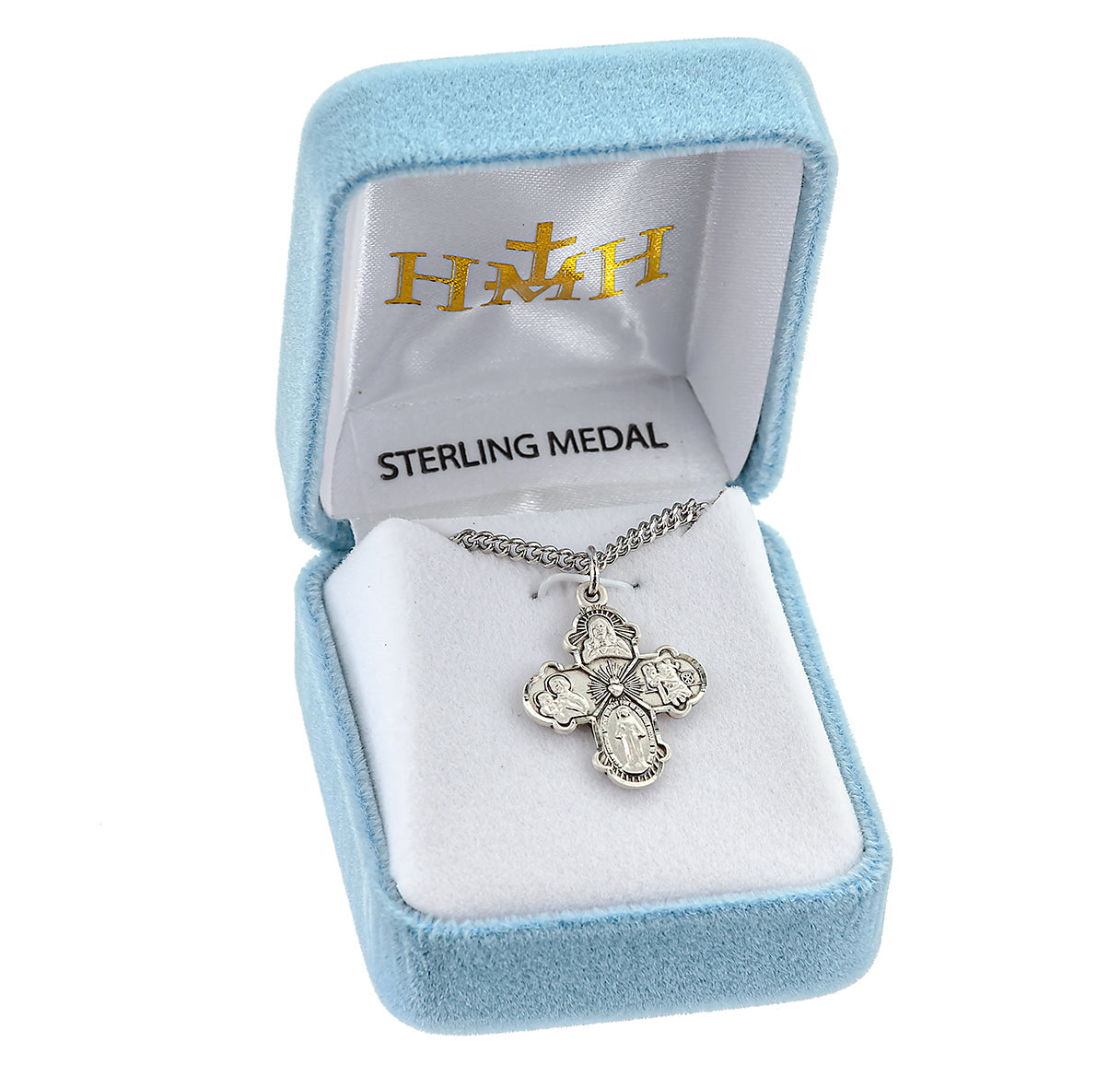 Sterling Silver 4-Way Cross Medal Pendant with Chain | .925 Silver