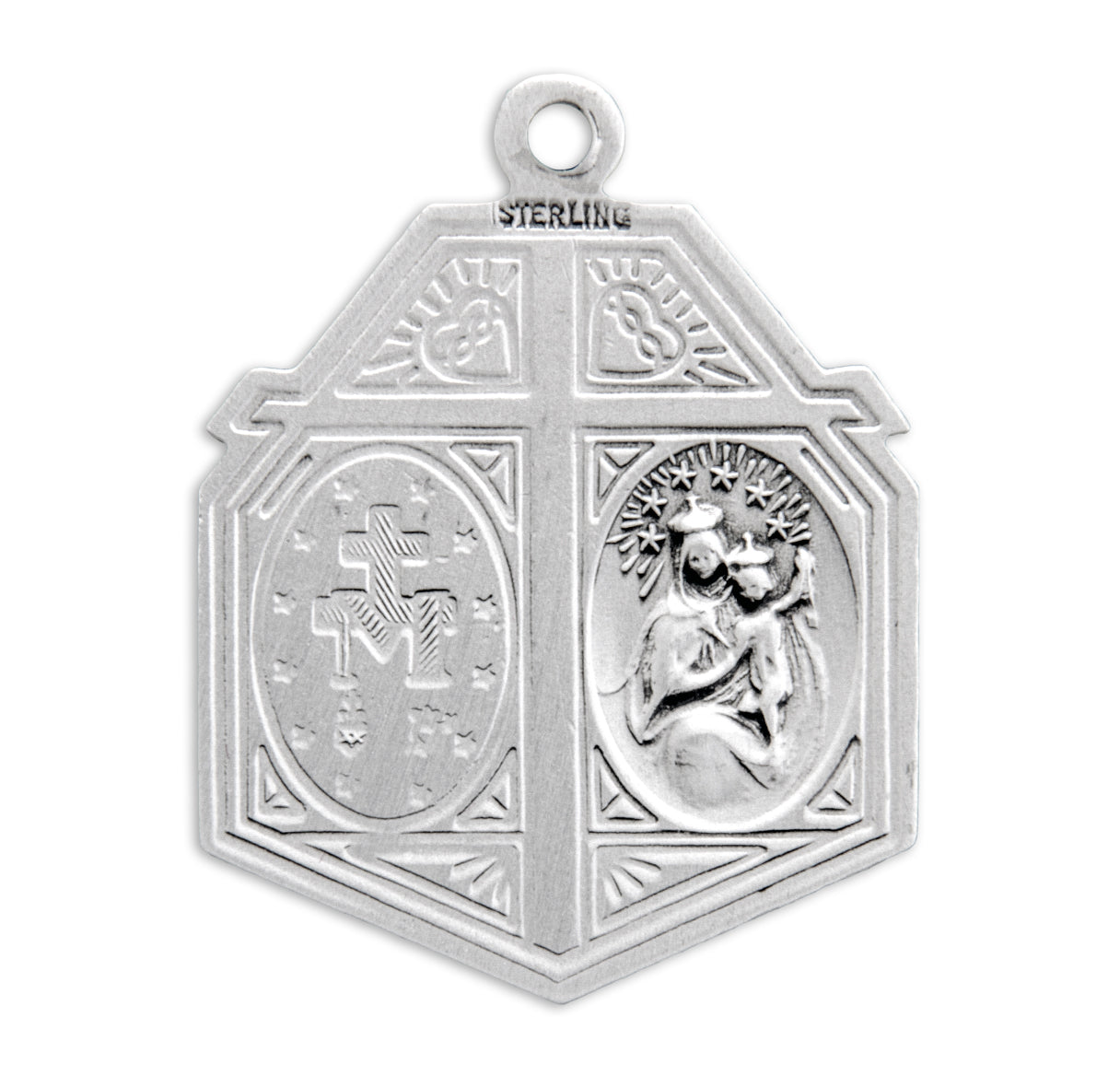 Sterling Silver 4-Way Cross Medal Pendant with Chain | .925 Silver
