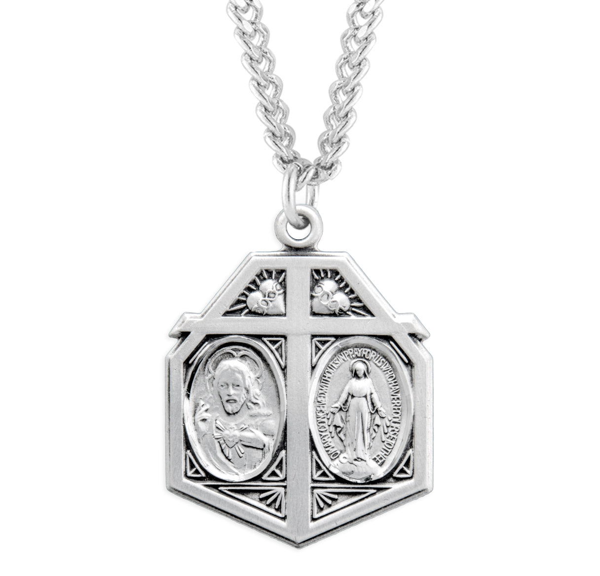 Sterling Silver 4-Way Cross Medal Pendant with Chain | .925 Silver