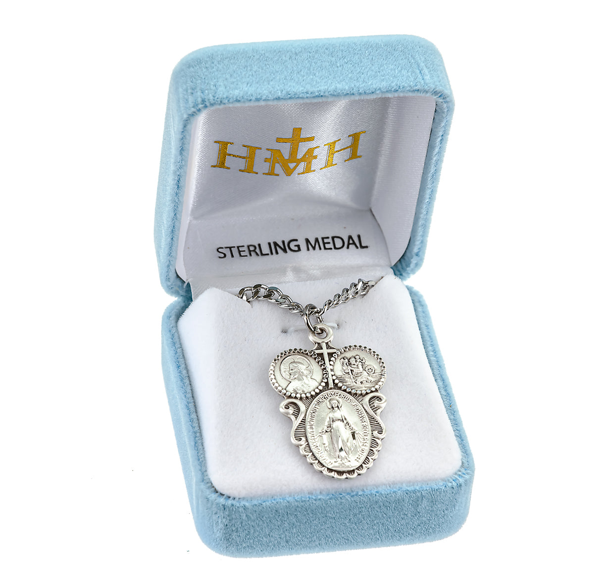 Sterling Silver 3-Way Medal Pendant with Chain | .925 Silver
