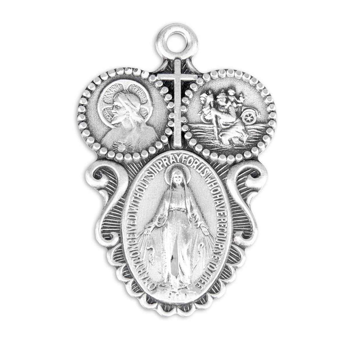 Sterling Silver 3-Way Medal Pendant with Chain | .925 Silver