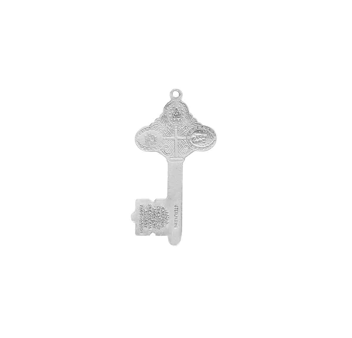 Sterling Silver Key of Heaven Medal Pendant with Chain | .925 Silver