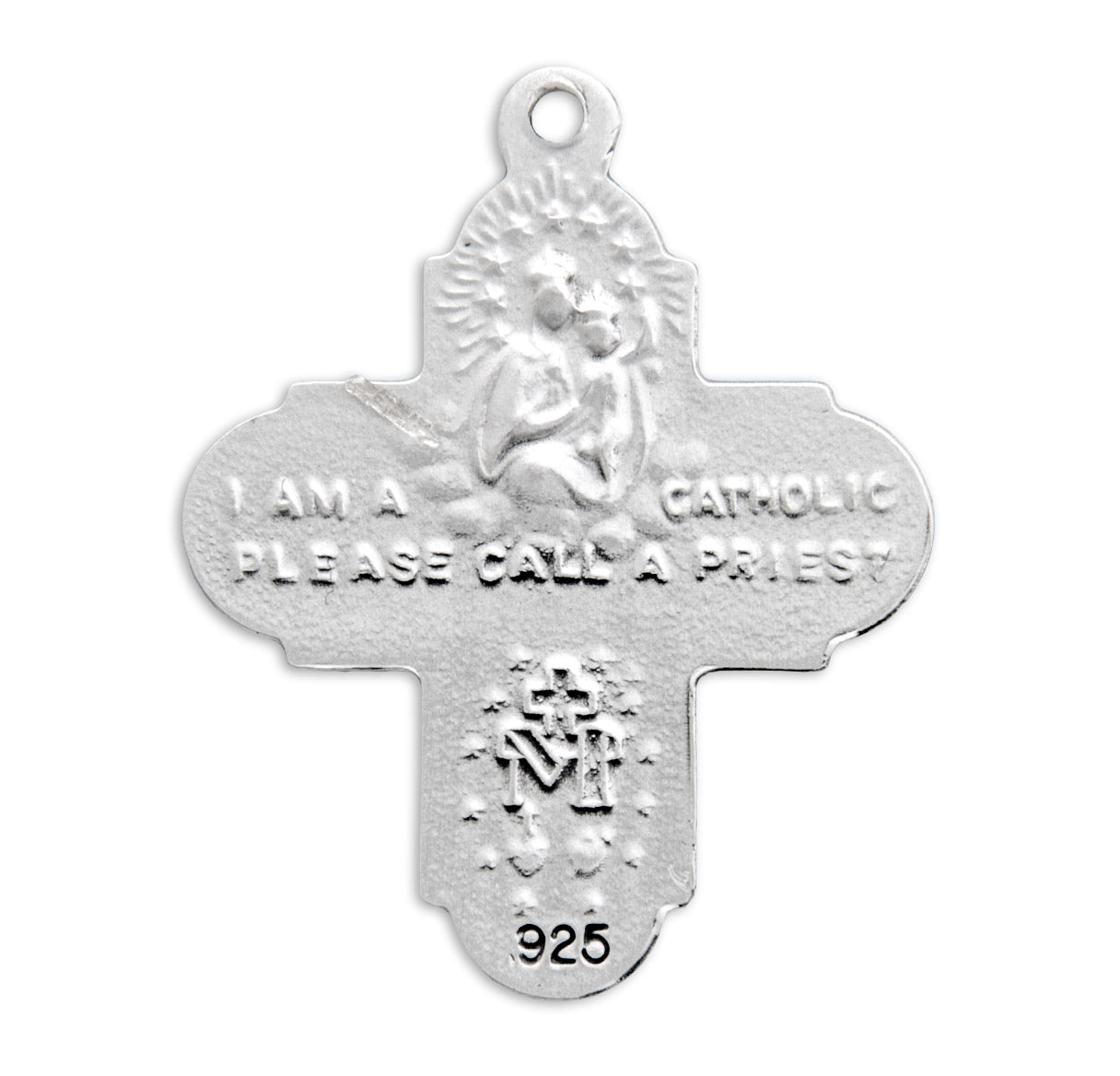 Sterling Silver 4-Way Cross Medal Pendant with Chain | .925 Silver