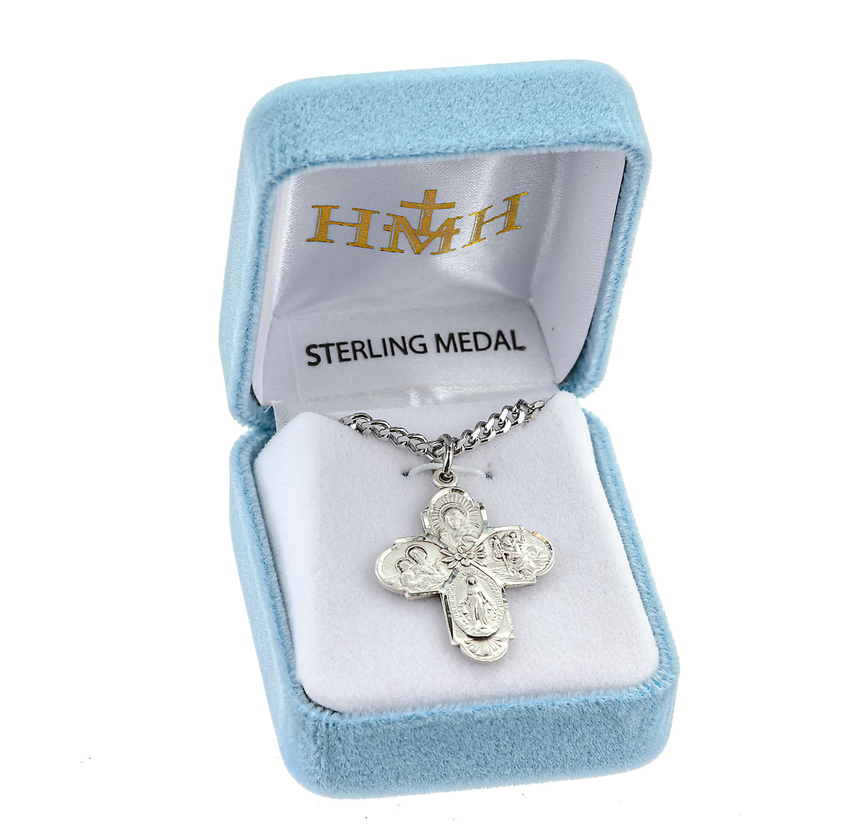 Sterling Silver 4-Way Cross Medal Pendant with Chain | .925 Silver
