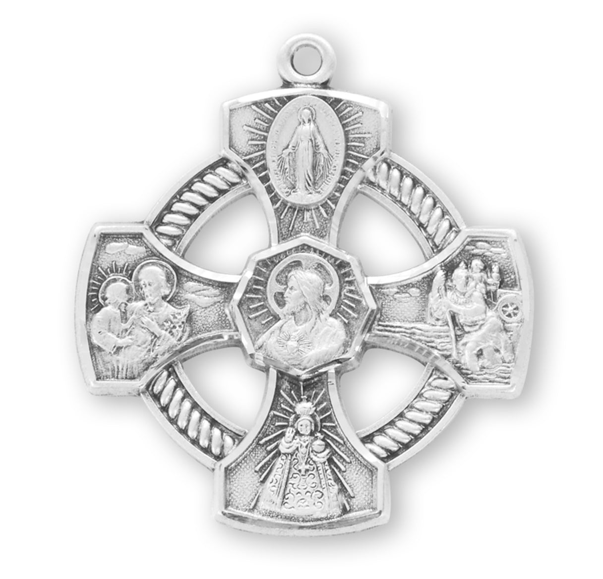 Sterling Silver 5-Way Medal Pendant with Chain | .925 Silver