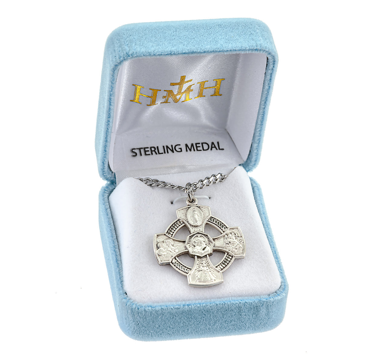 Sterling Silver 5-Way Medal Pendant with Chain | .925 Silver