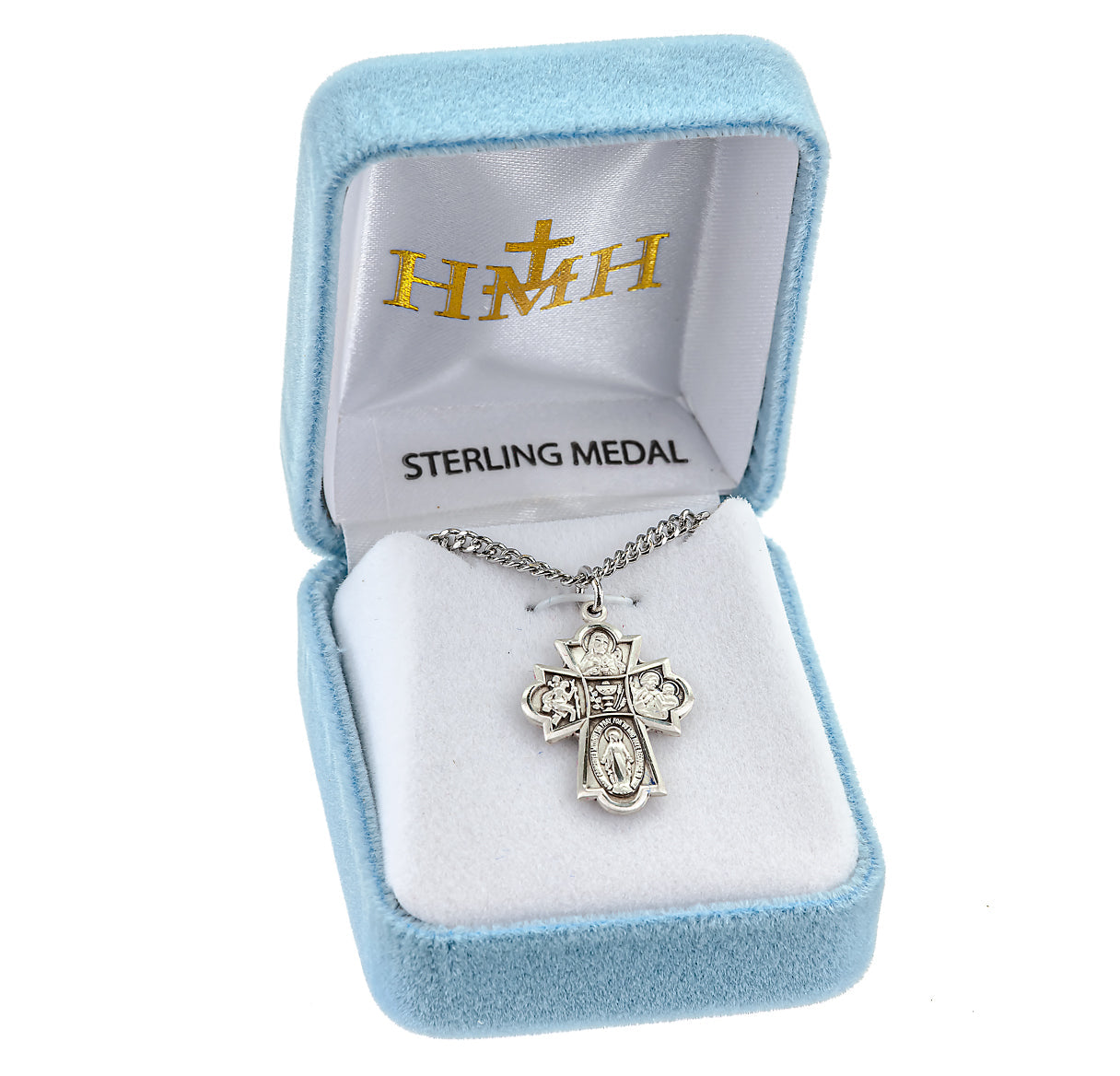 Sterling Silver 4-Way Cross Medal Pendant with Chain | .925 Silver