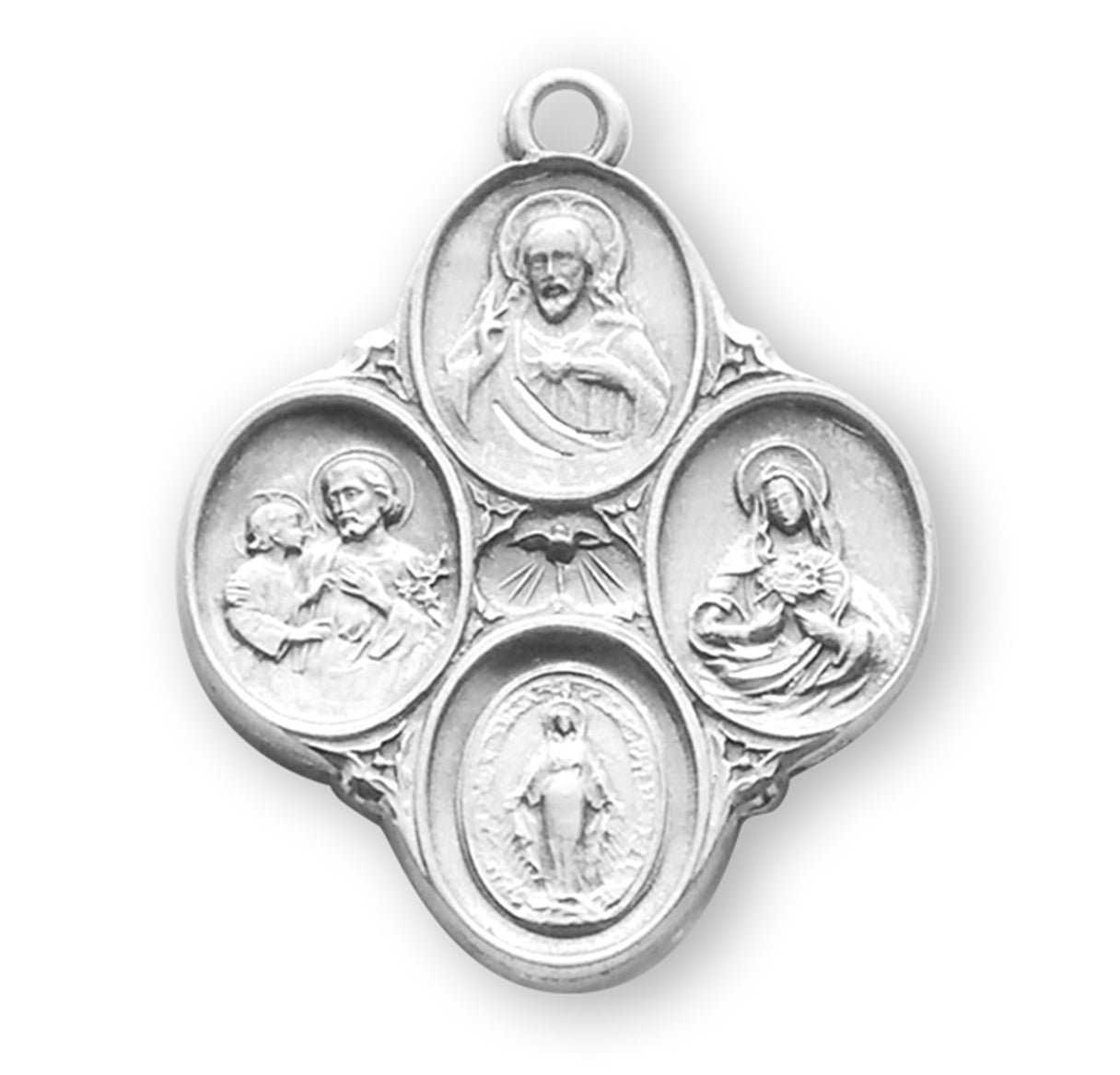 Sterling Silver 4-Way Cross Medal Pendant with Chain | .925 Silver