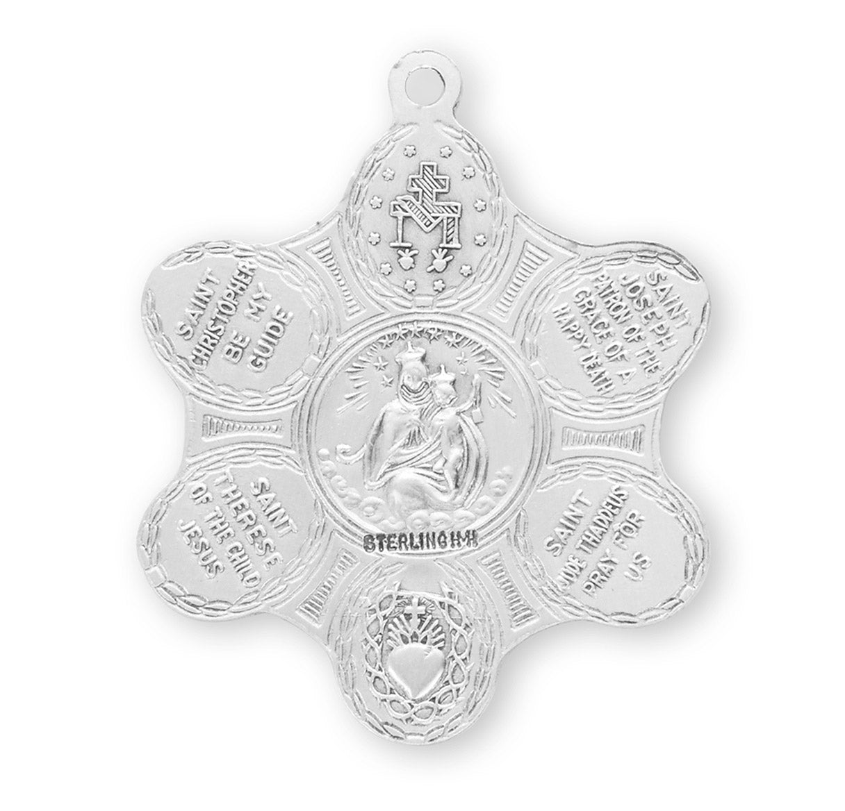 Sterling Silver Seven-Way Medal Pendant with Chain | .925 Silver