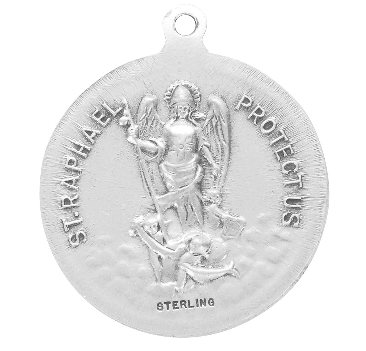 Saint Christopher Protect Us Round Sterling Silver Medal Pendant with Chain | .925 Silver