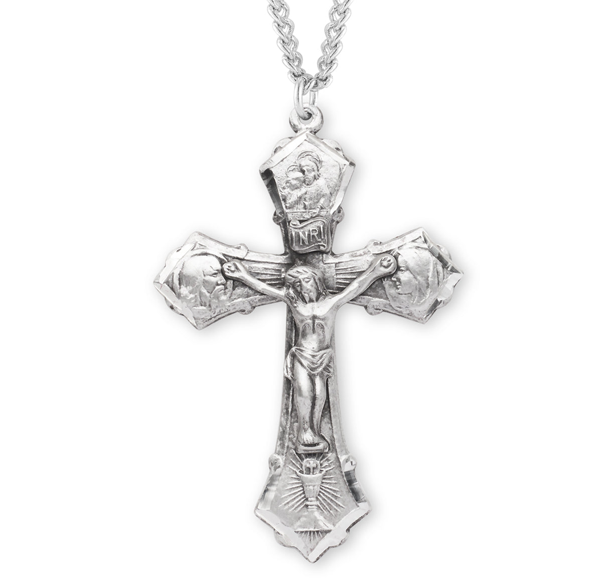 Jesus-Mary-Joseph Sterling Silver Crucifix Necklace | .925 Silver