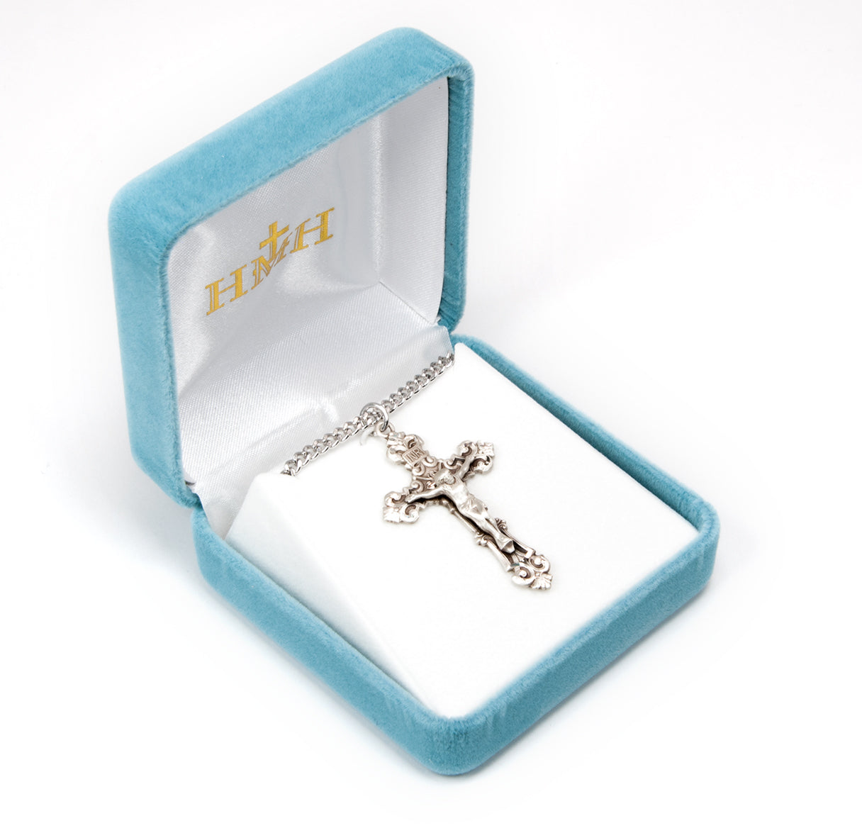 Sterling Silver Filigree Scroll Relief Design Crucifix Necklace | .925 Silver