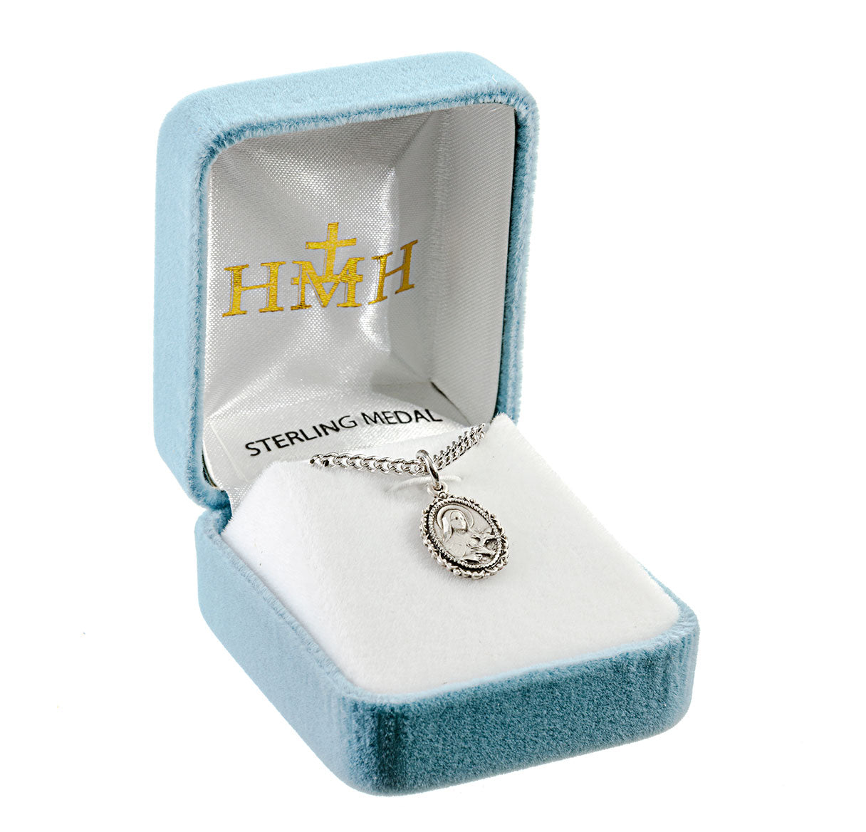 Saint Therese of Lisieux Oval Sterling Silver Medal Pendant with Chain | .925 Silver