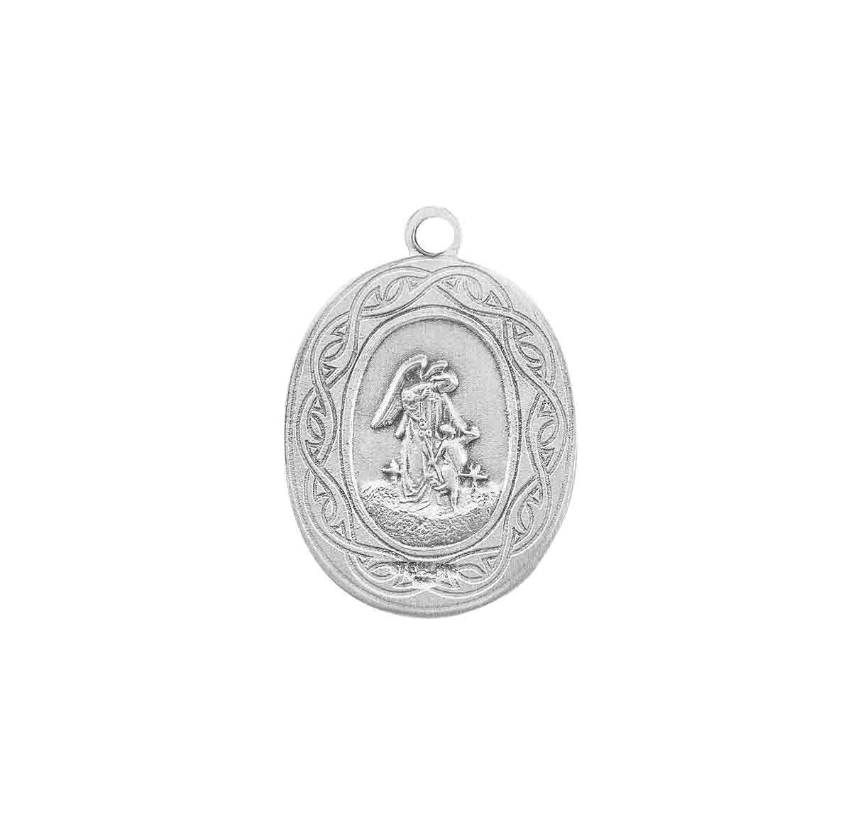 Saint Anthony Oval Sterling Silver "Crown of Thorns" Medal Pendant with Chain | .925 Silver