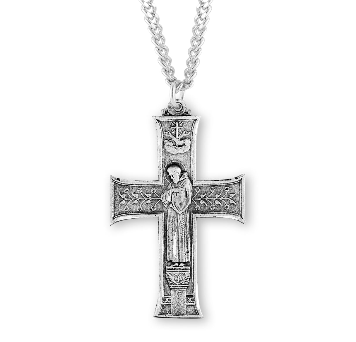 Saint Francis Sterling Silver Cross Necklace | .925 Silver