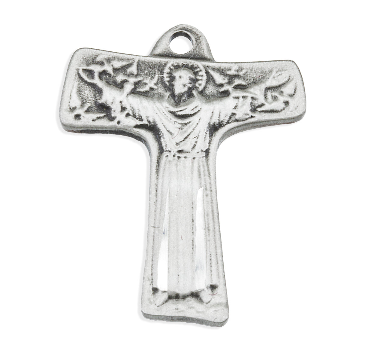 Saint Francis of Assisi "Tau" Sterling Silver Cross Medal Pendant with Chain | .925 Silver