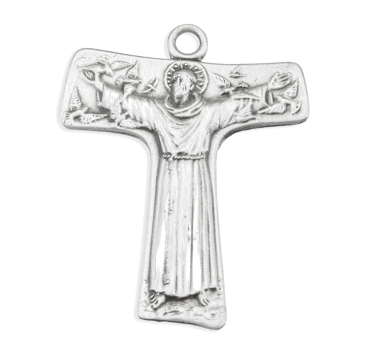 Saint Francis of Assisi "Tau" Sterling Silver Cross Medal Pendant with Chain | .925 Silver