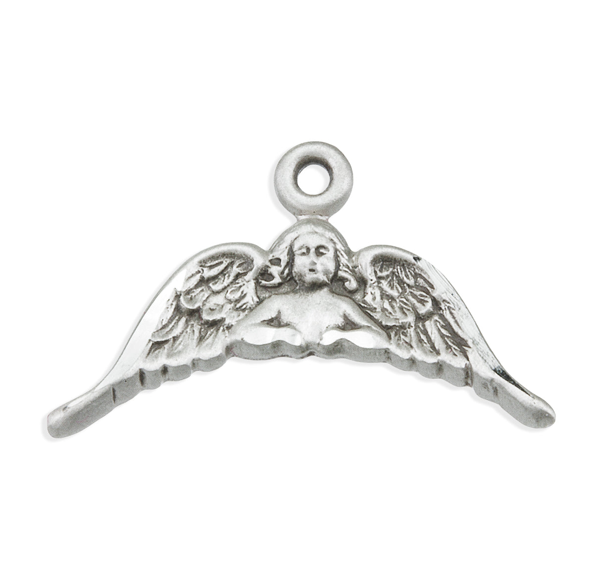 Sterling Silver Angel with Wings Medal Pendant with Chain | .925 Silver