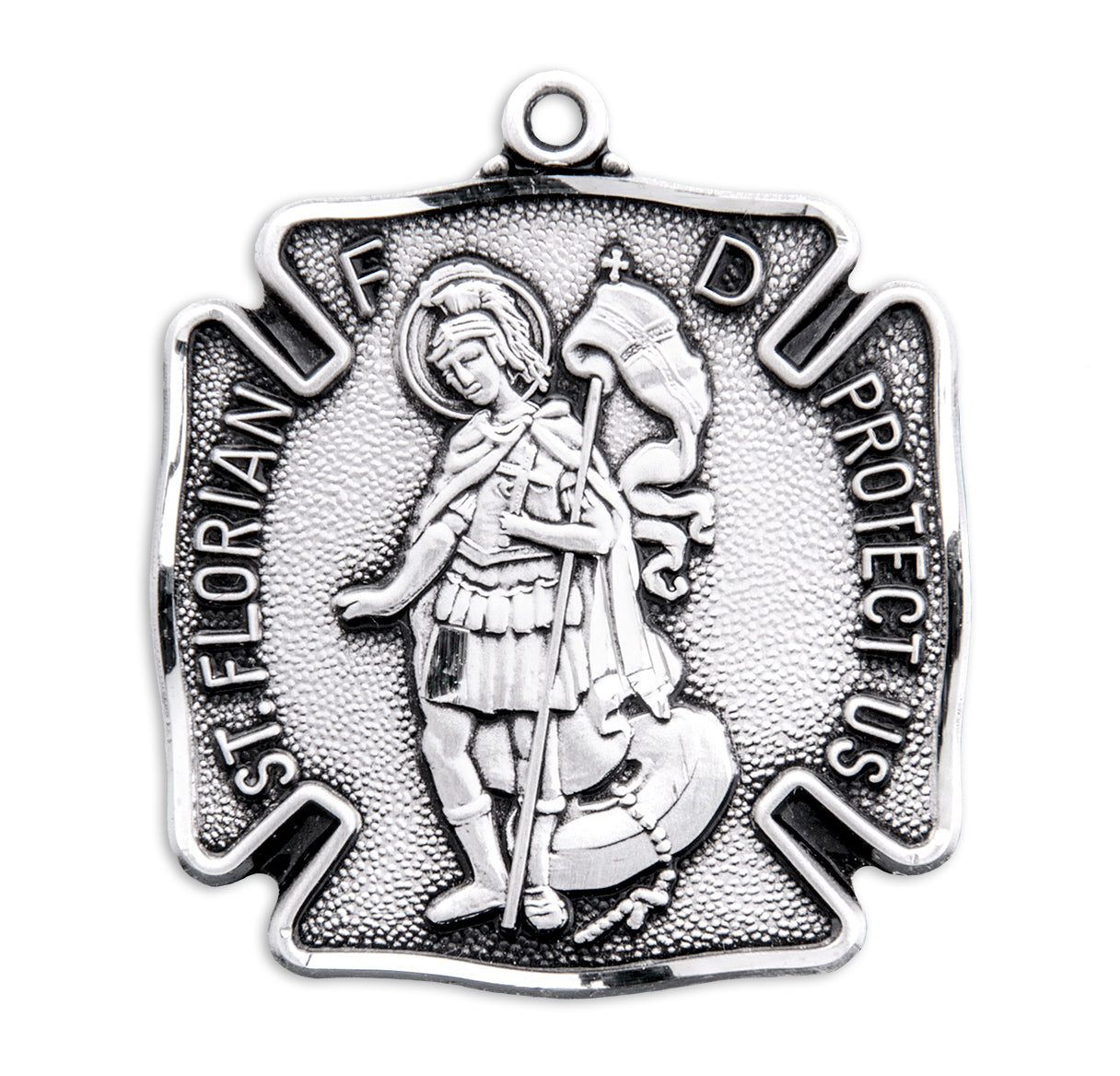 Saint Florian Sterling Silver Firefighters Medal Pendant with Chain | .925 Silver