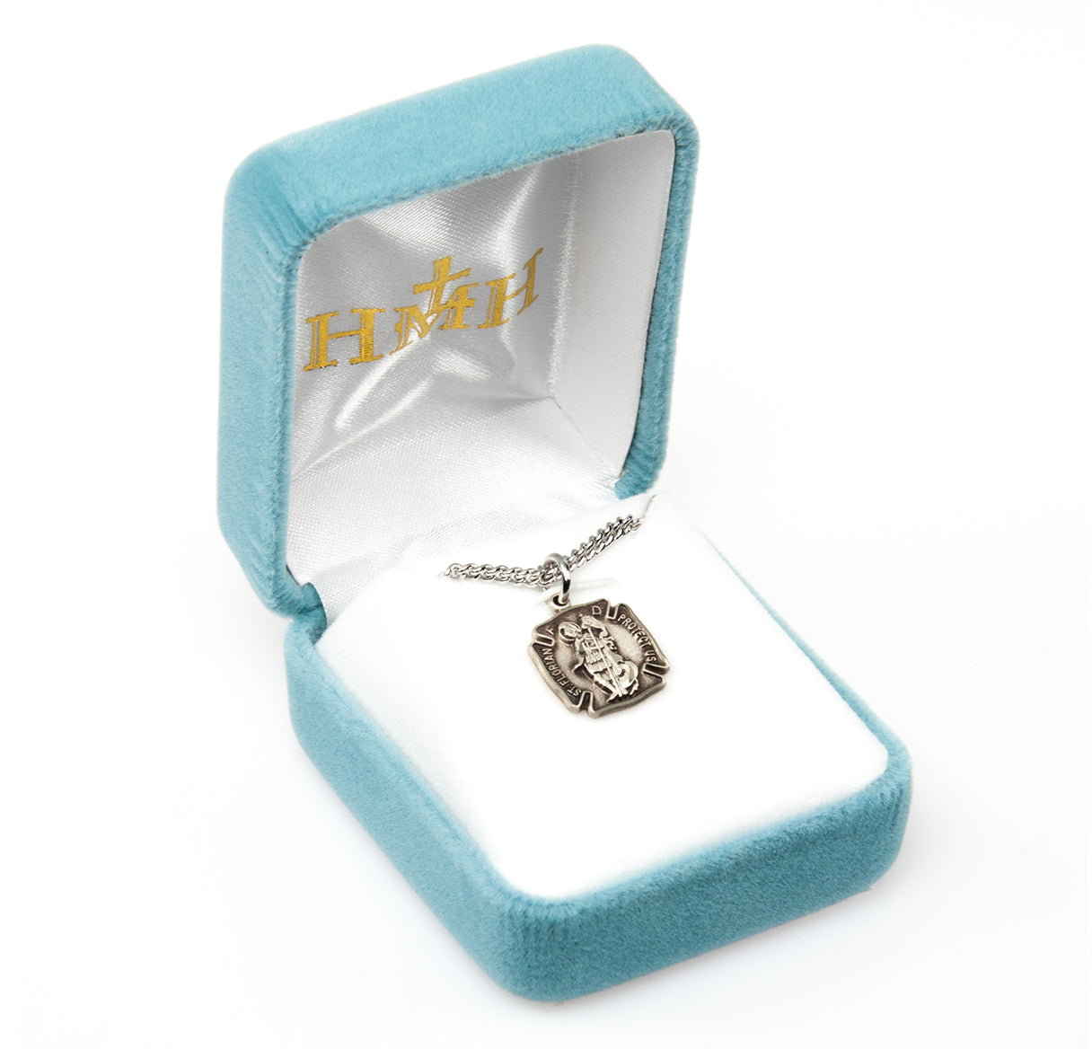 Saint Florian Sterling Silver Firefighters Medal Pendant with Chain | .925 Silver