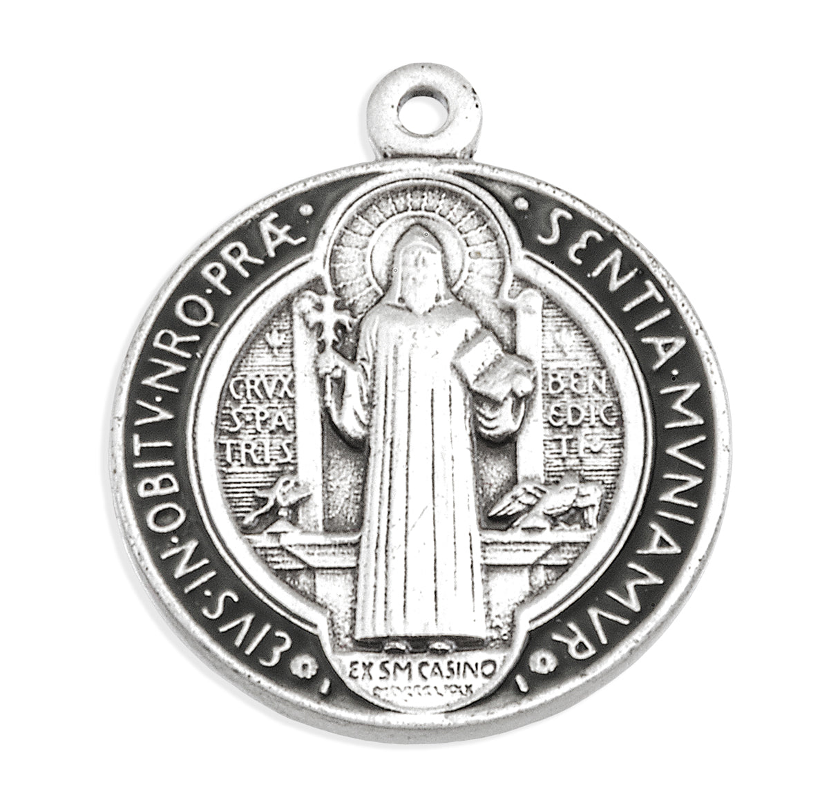 Sterling Silver St. Benedict Pendant with Black and Red Epoxy | .925 Silver