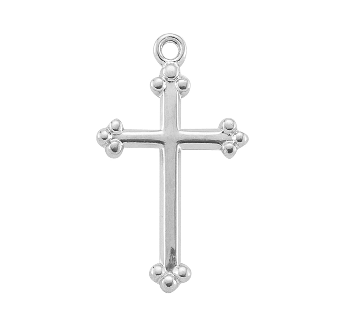 Sterling Silver Small Budded Cross Necklace | .925 Silver