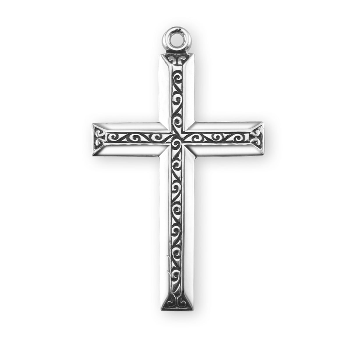 Sterling Silver Black Enameled Cross Necklace | .925 Silver