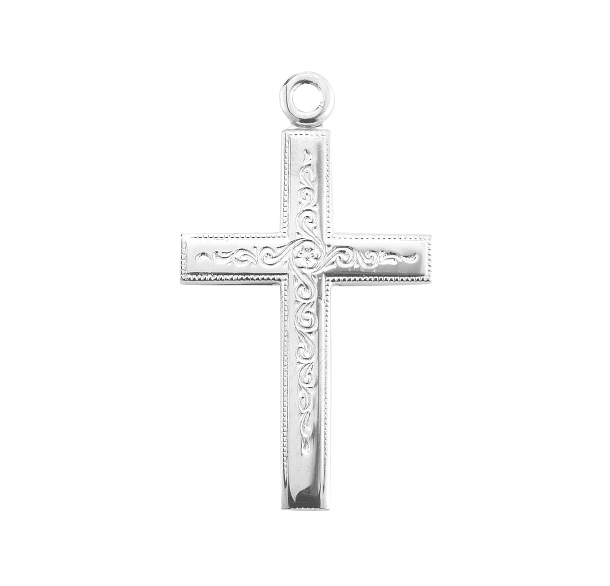 Sterling Silver Vine Pattern Cross Necklace | .925 Silver