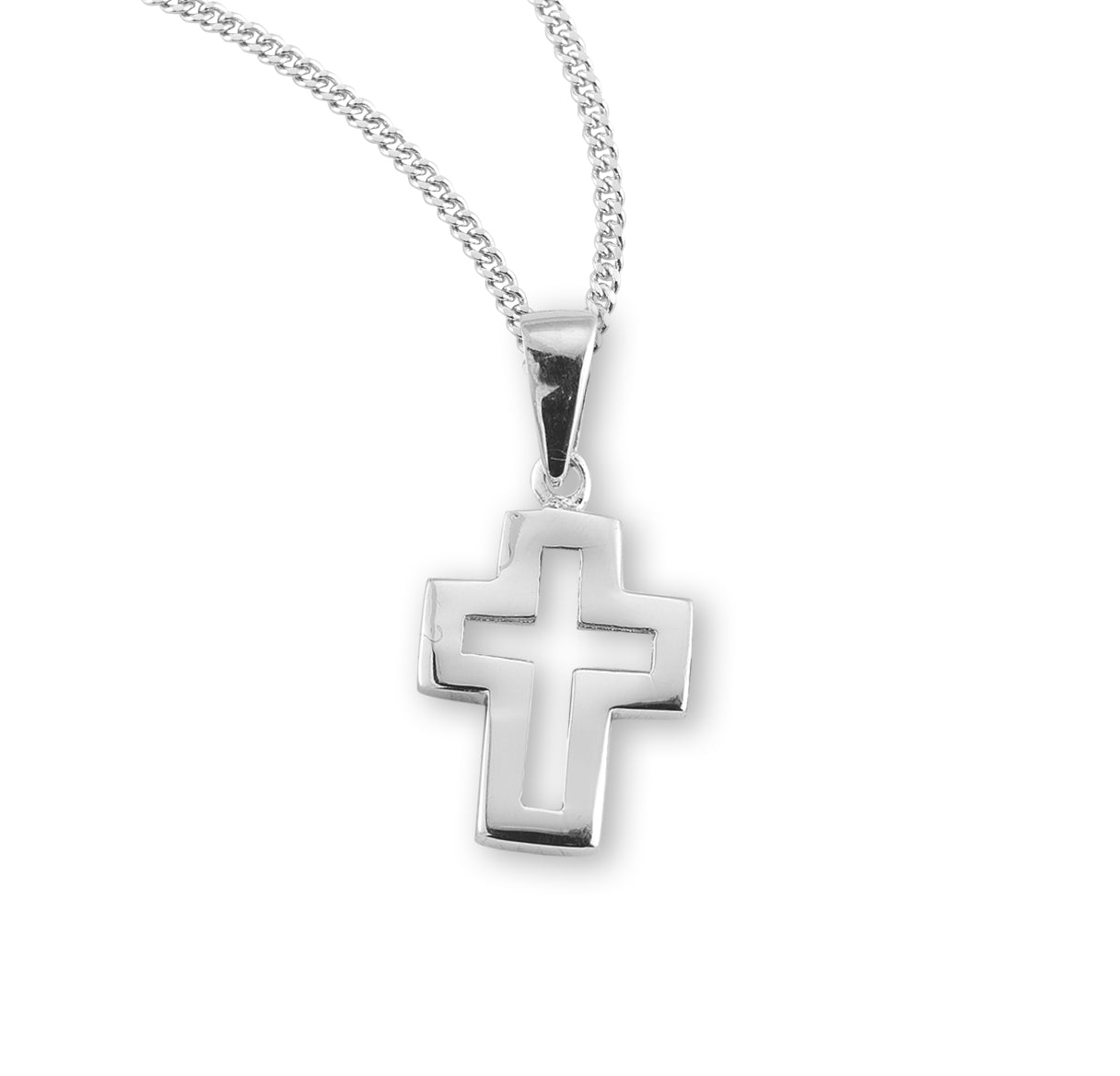Sterling Silver Cut Out Cross Necklace | .925 Silver