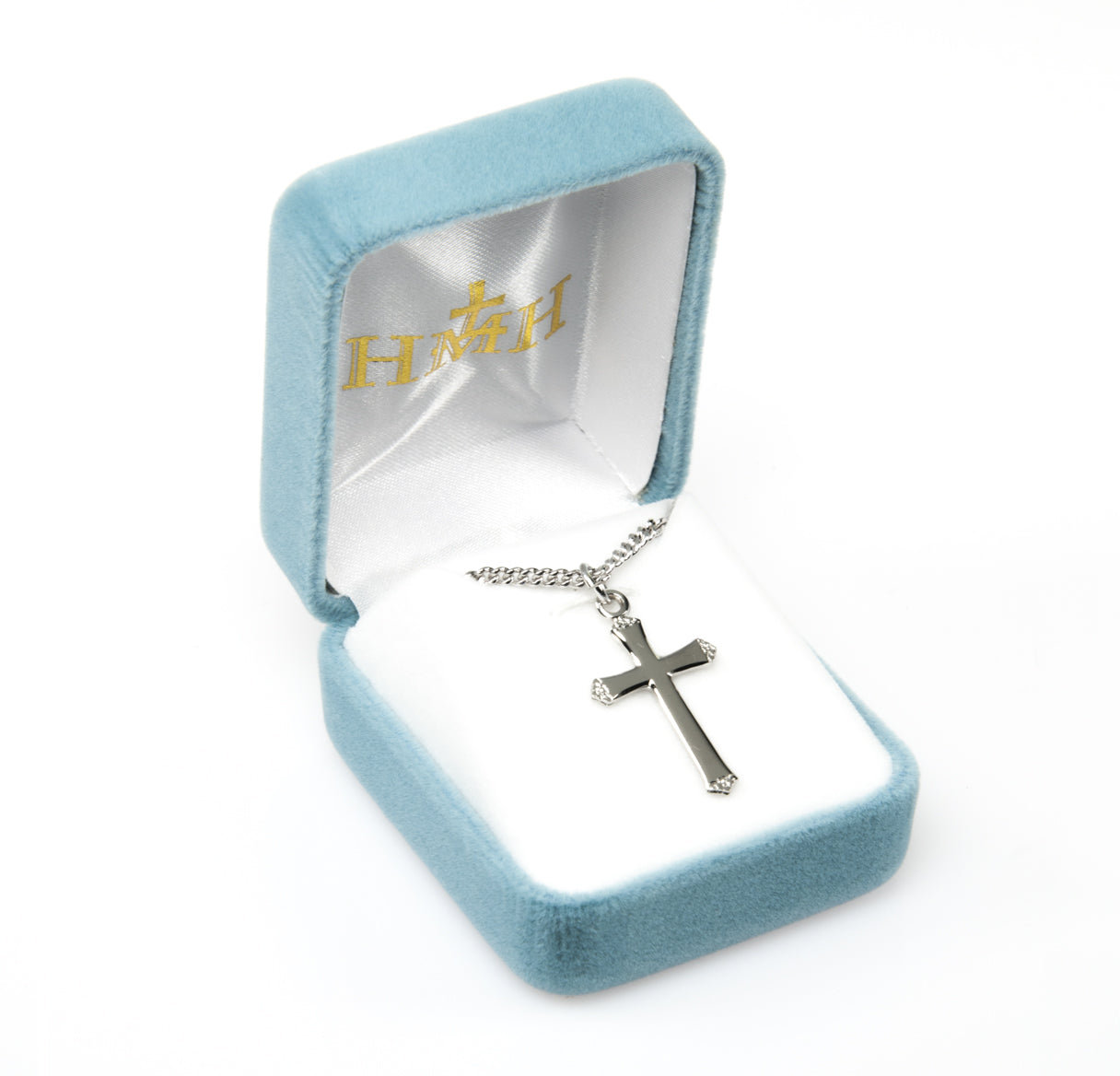 Sterling Silver Flower Tipped Cross Necklace | .925 Silver