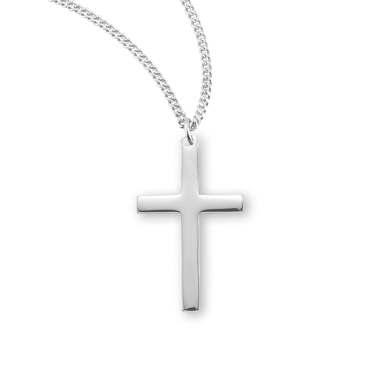 High Polished Sterling Silver Cross Necklace | .925 Silver