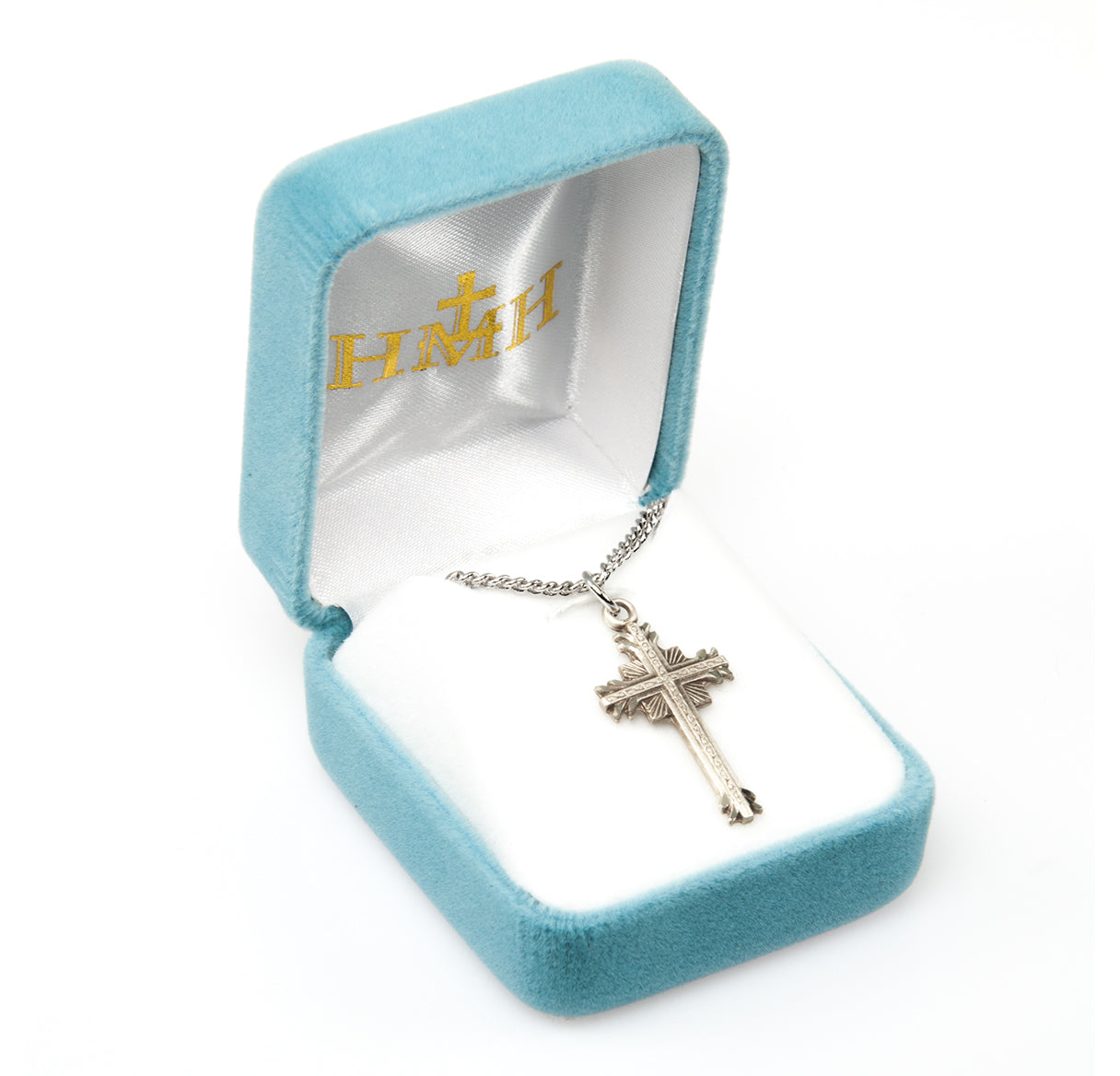 Sterling Silver Flare Tipped Cross with a Scrolled Center Necklace | .925 Silver