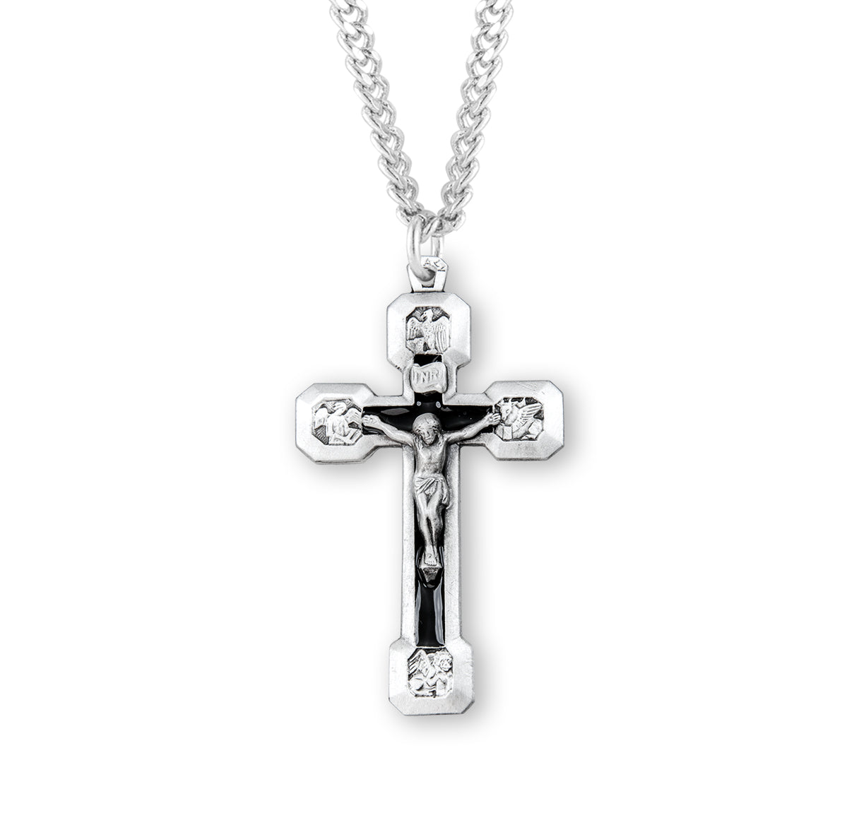 Four Evangelists Sterling Silver Crucifix Necklace | .925 Silver