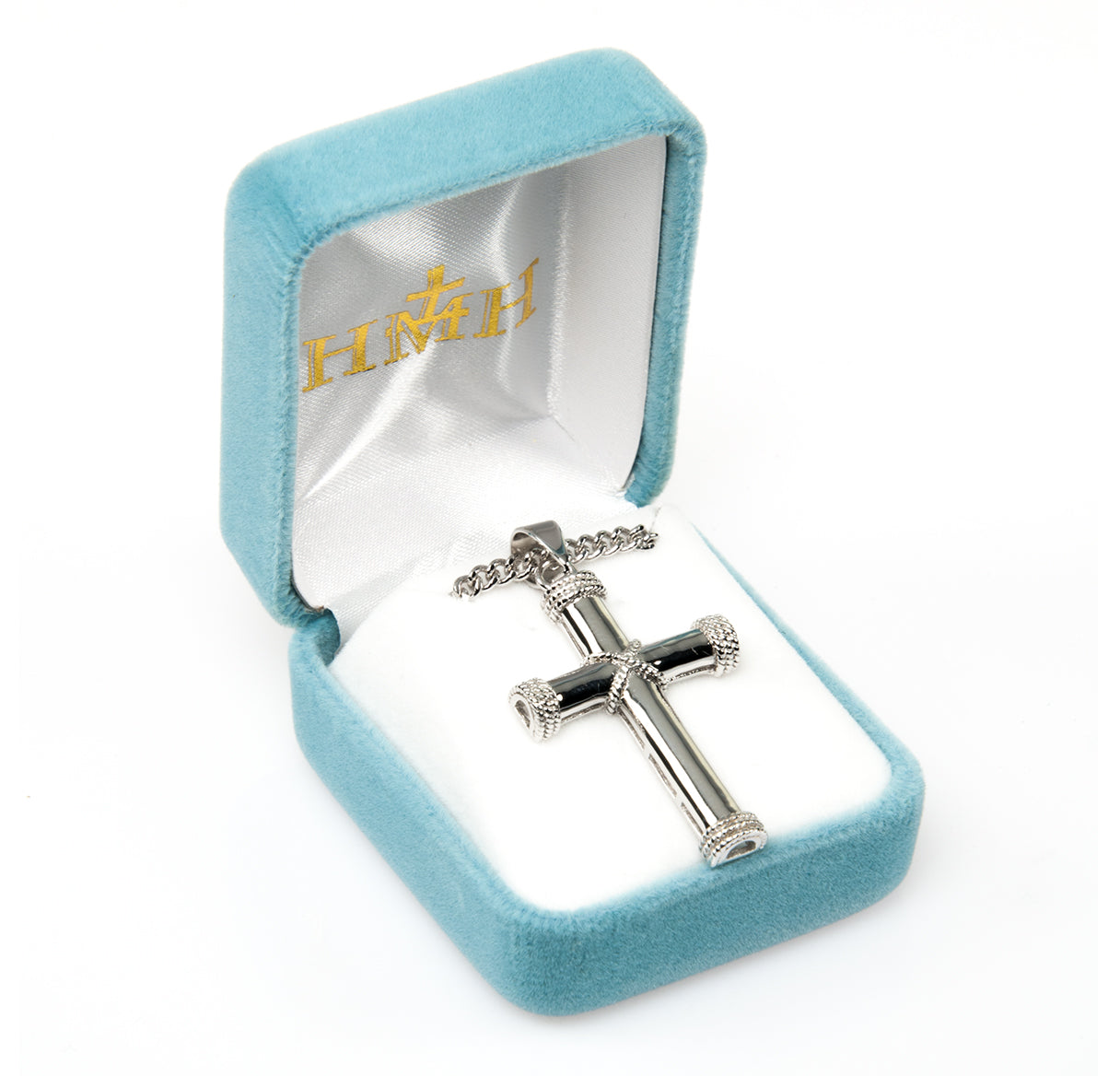 Rope Design Tip Sterling Silver Cross Necklace | .925 Silver