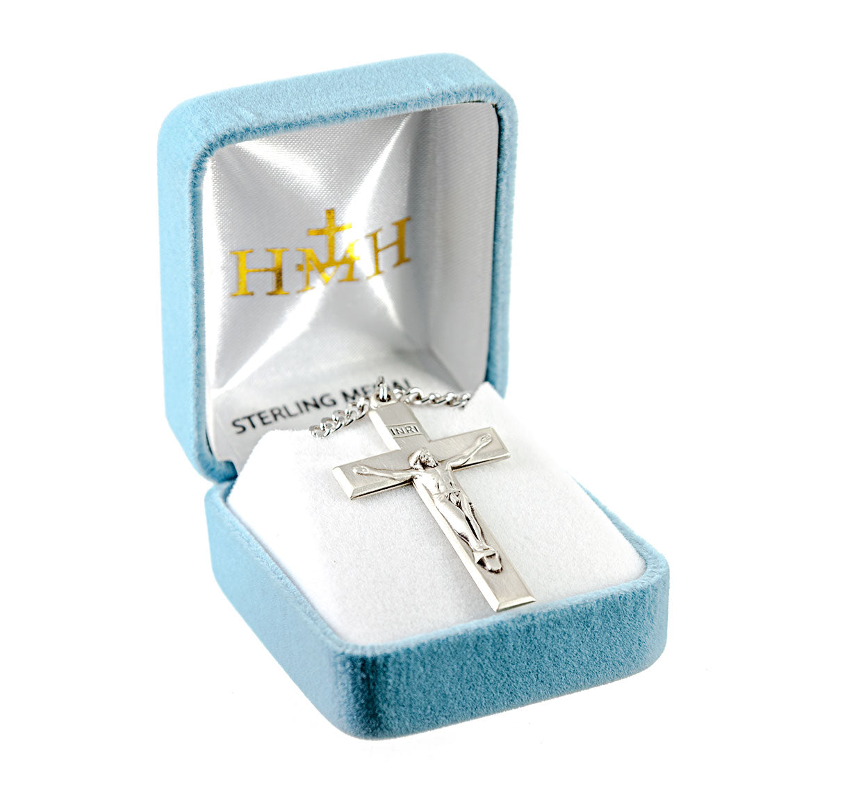 Beveled Edge Sterling Silver Crucifix Necklace | .925 Silver