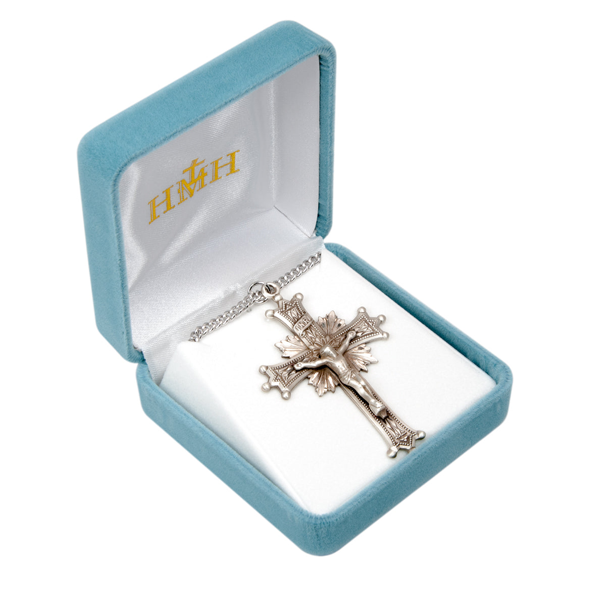 Sunburst Sterling Silver Crucifix Necklace | .925 Silver
