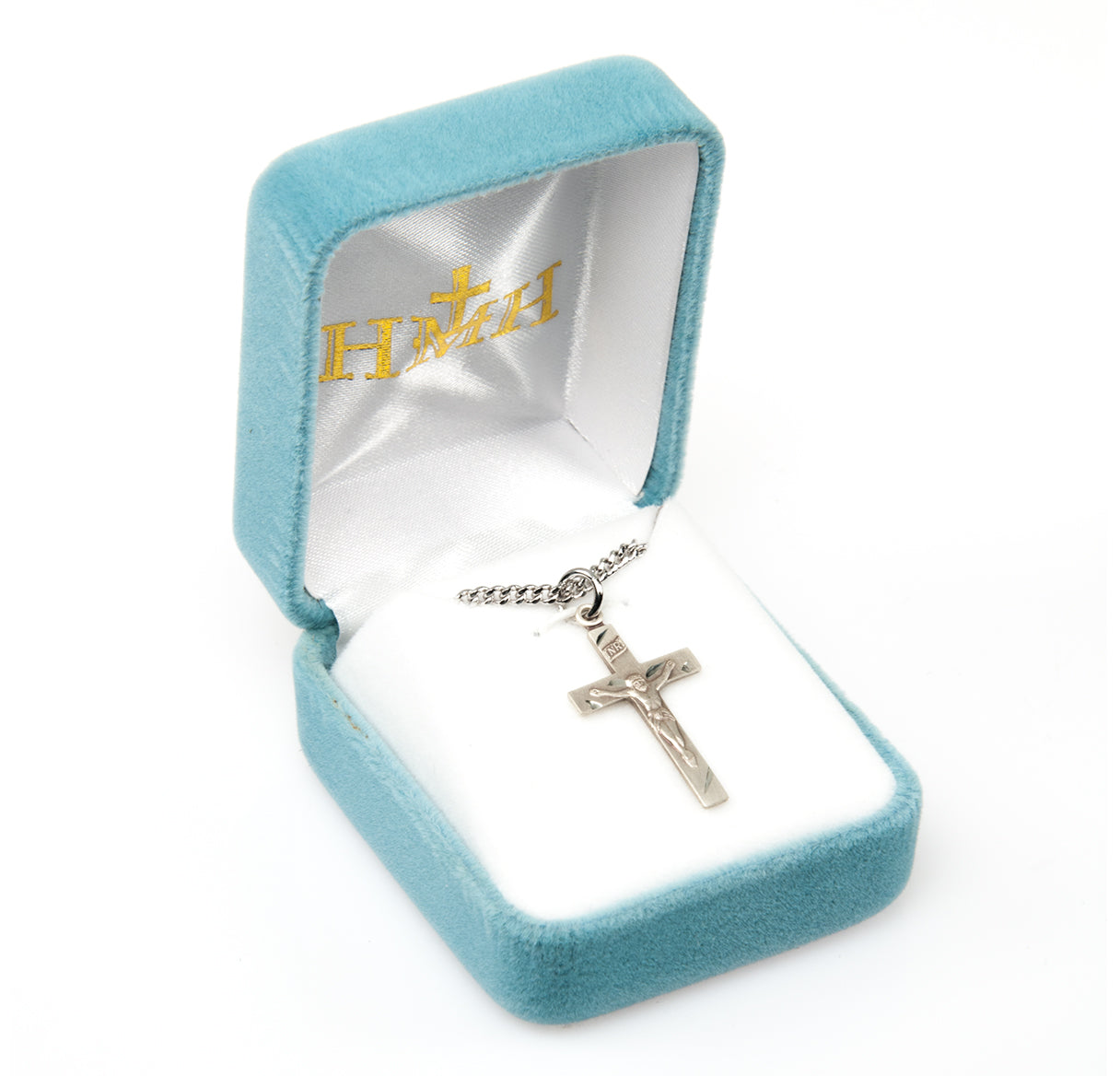 Basic Engraved Sterling Silver Crucifix Necklace | .925 Silver